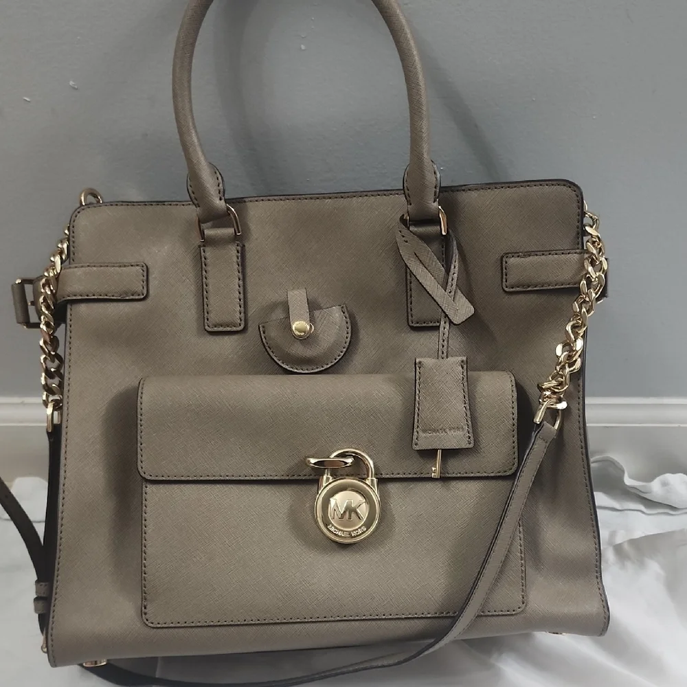 Michael Kors Large Emma Dune Satchel with Gold Chain Strap & Dust Bag